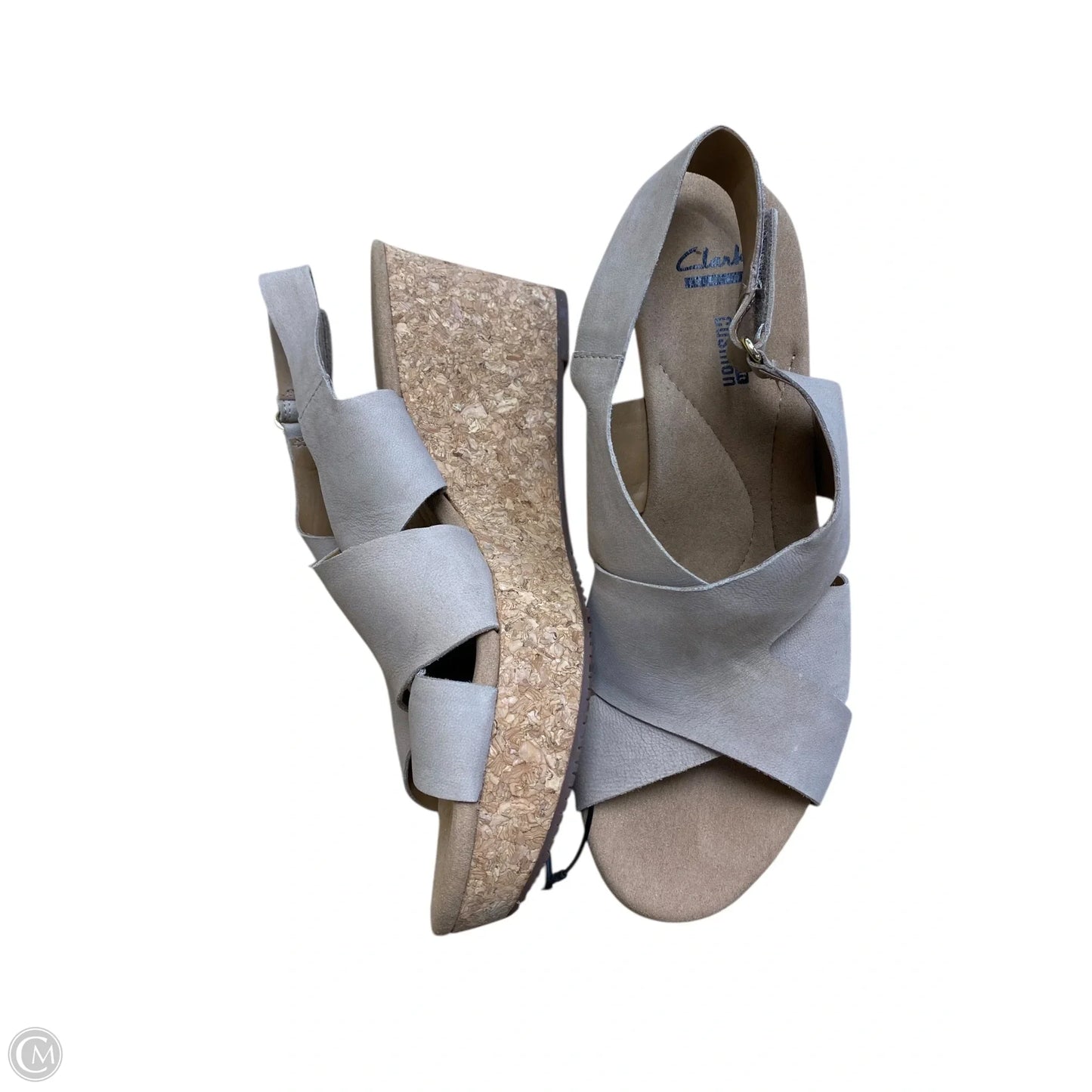 Sandals Heels Wedge By Clarks In Tan, Size: 10