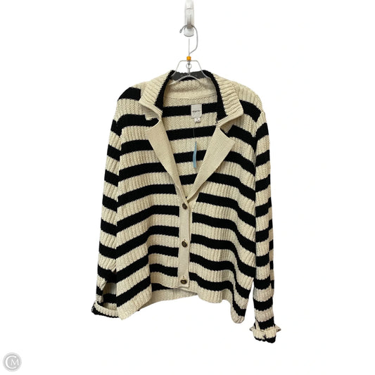 Sweater Cardigan By Maeve In Black & Cream, Size: 3x