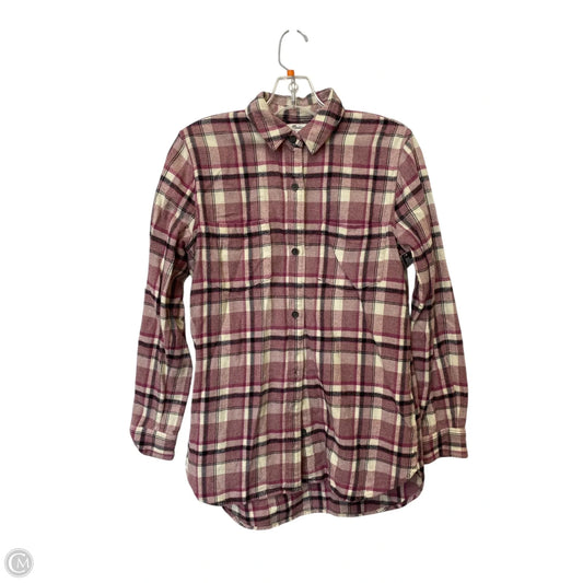 Top Long Sleeve By Madewell In Plaid Pattern, Size: Xs