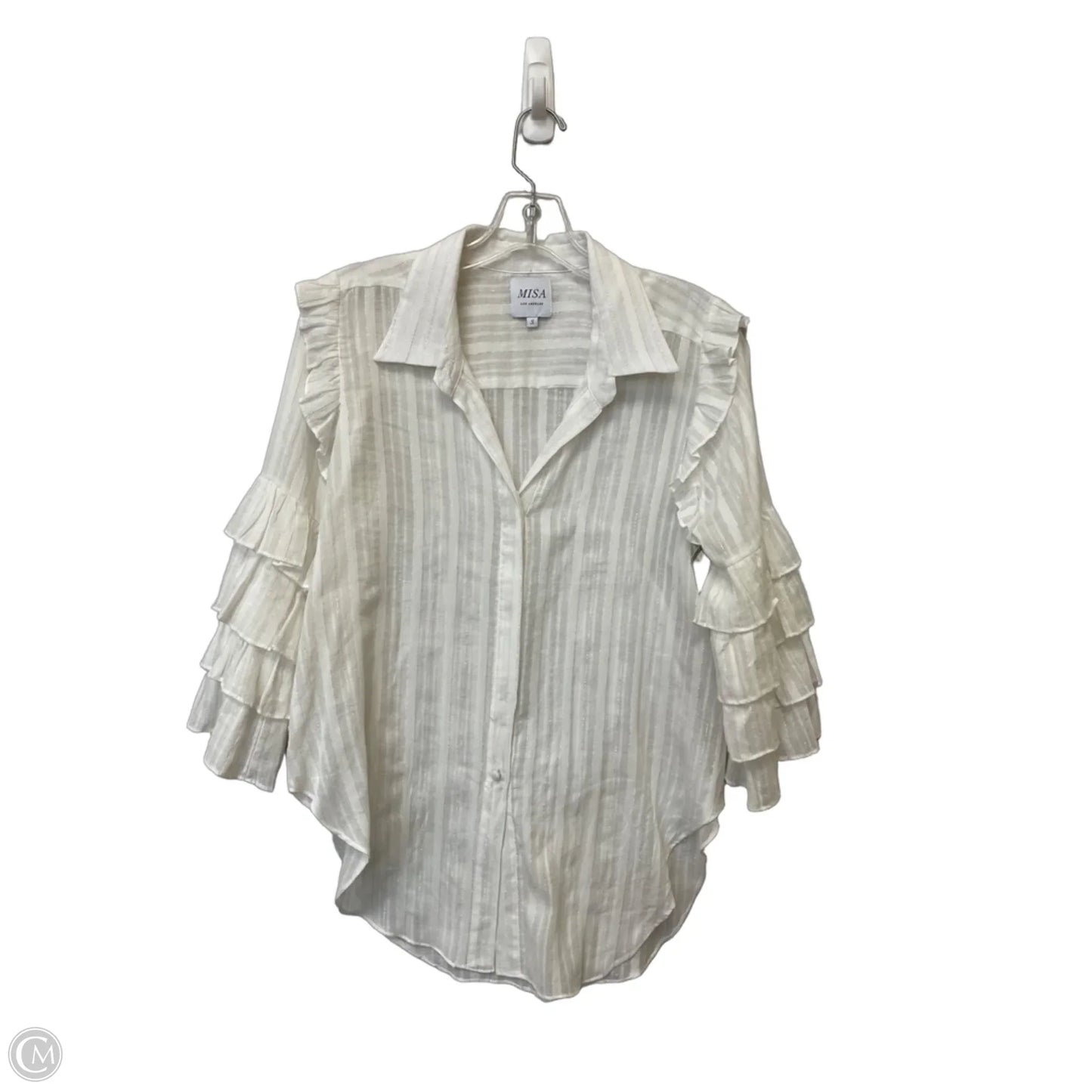 Top 3/4 Sleeve Designer By Misa In White, Size: S