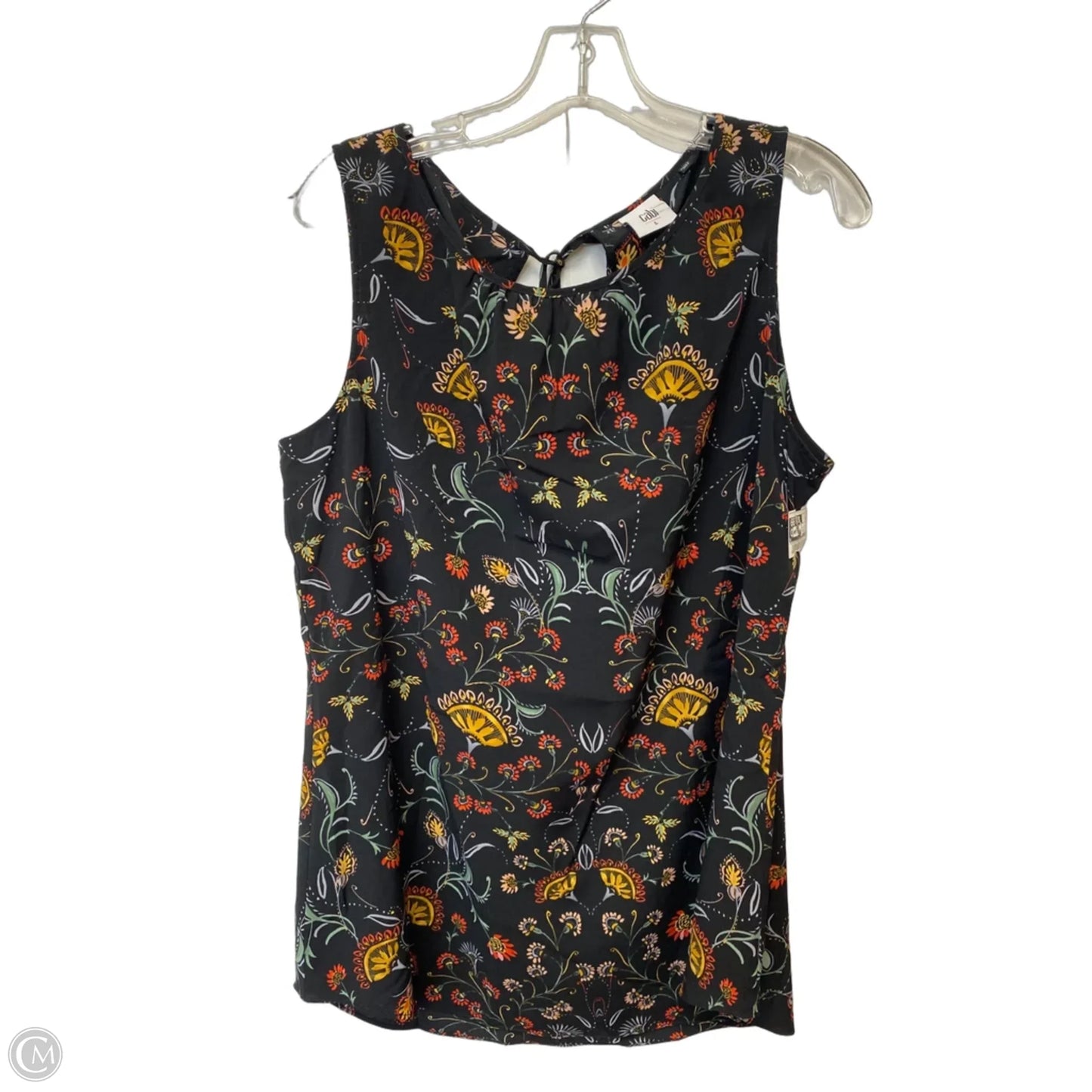 Top Sleeveless By Cabi In Black & Yellow, Size: L
