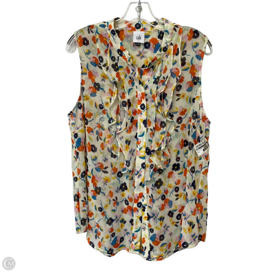 Top Sleeveless By Cabi In Floral Print, Size: L