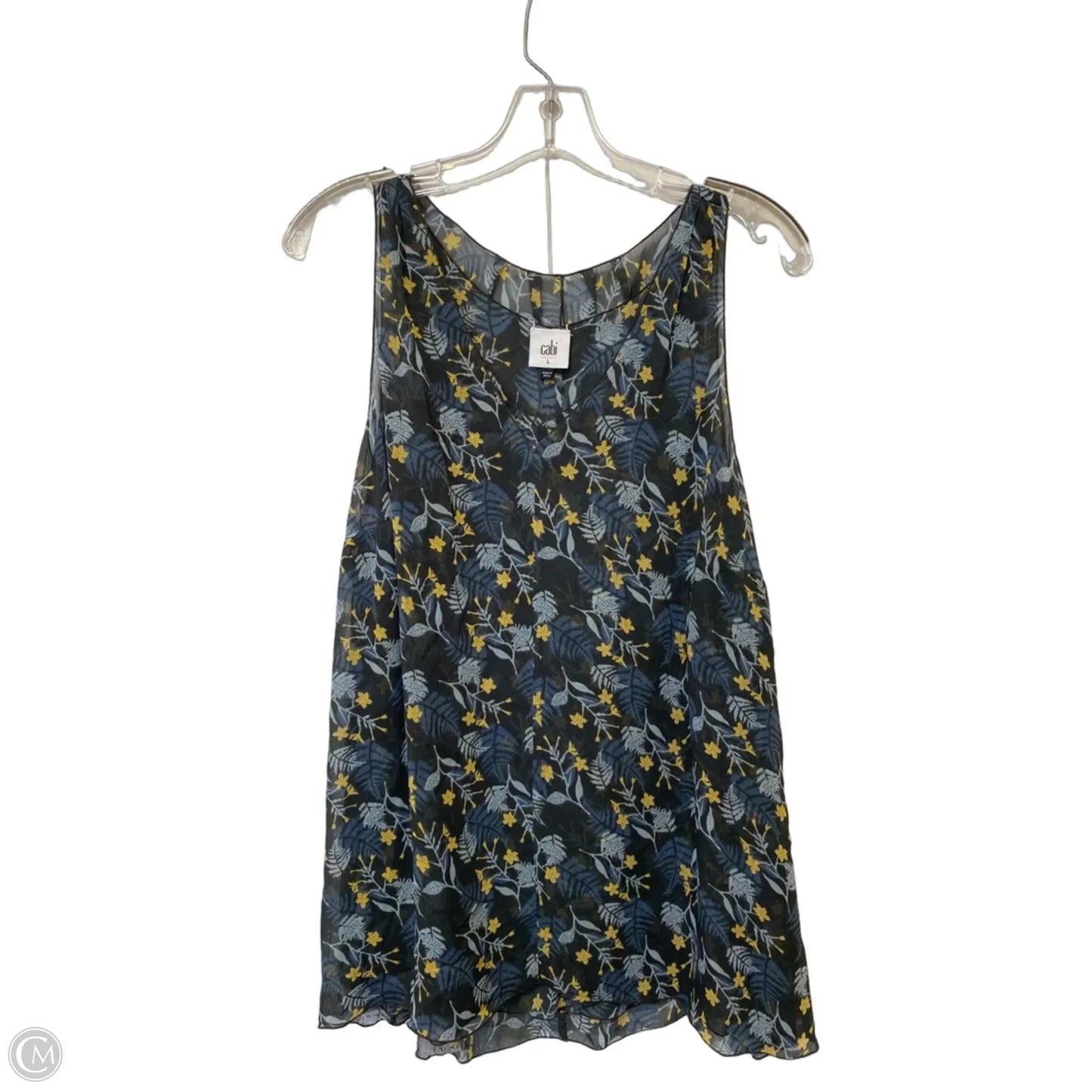 Top Sleeveless By Cabi In Blue & Yellow, Size: L
