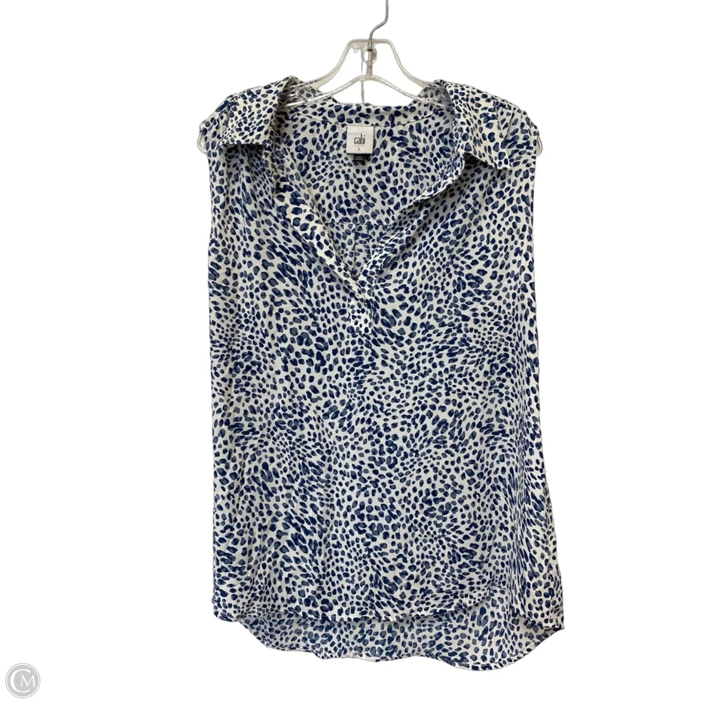 Top Sleeveless By Cabi In Blue & White, Size: L