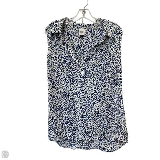 Top Sleeveless By Cabi In Blue & White, Size: L