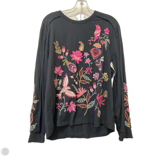 Top Long Sleeve By Johnny Was In Black & Pink, Size: Xl
