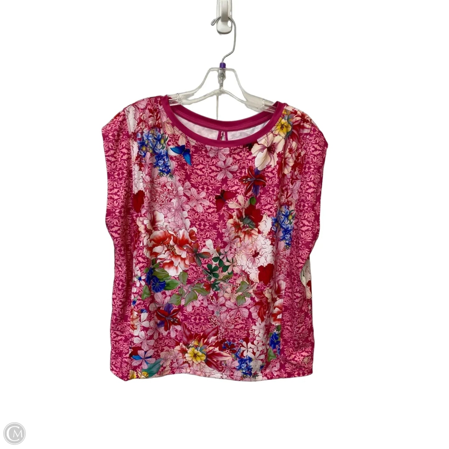 Athletic Top Short Sleeve By Johnny Was In Floral Print, Size: L