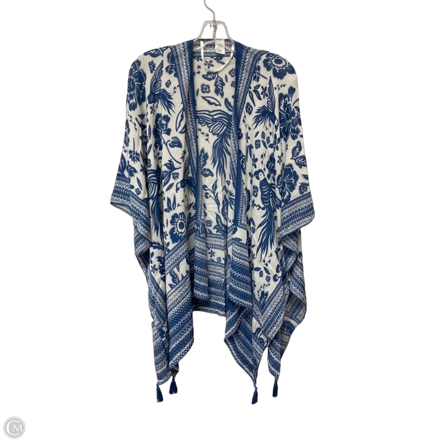Shawl By Clothes Mentor In Blue & White, Size: Osfm