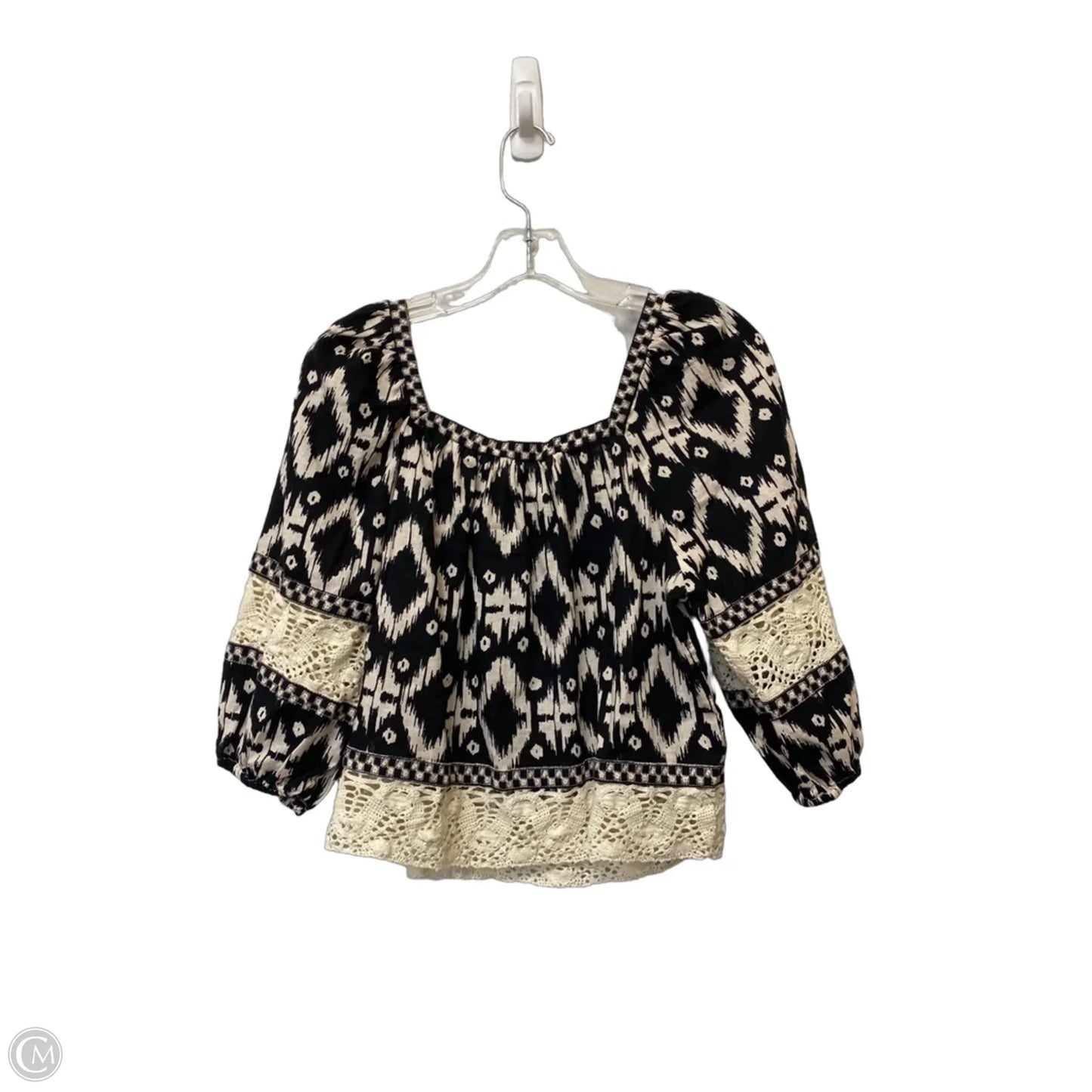 Top Long Sleeve By Christian Siriano In Black & Cream, Size: S
