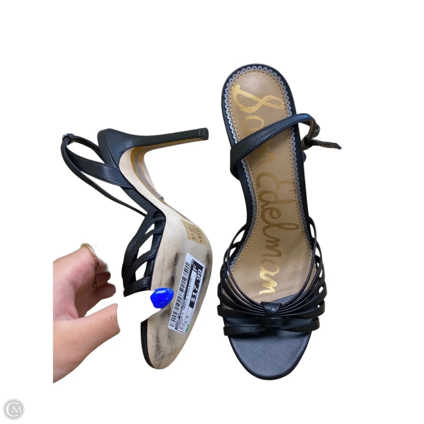 Sandals Heels Stiletto By Sam Edelman In Black, Size: 8.5