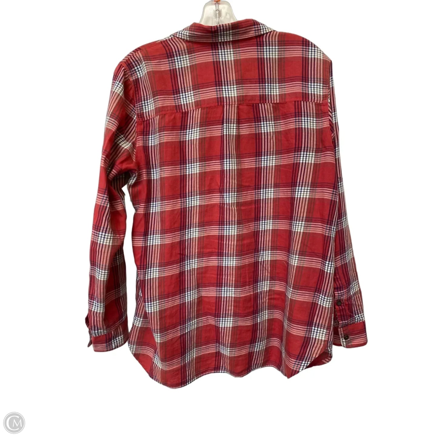 Top Long Sleeve By Madewell In Plaid Pattern, Size: M