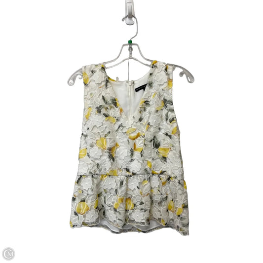 Top Sleeveless By White House Black Market In White & Yellow, Size: 4