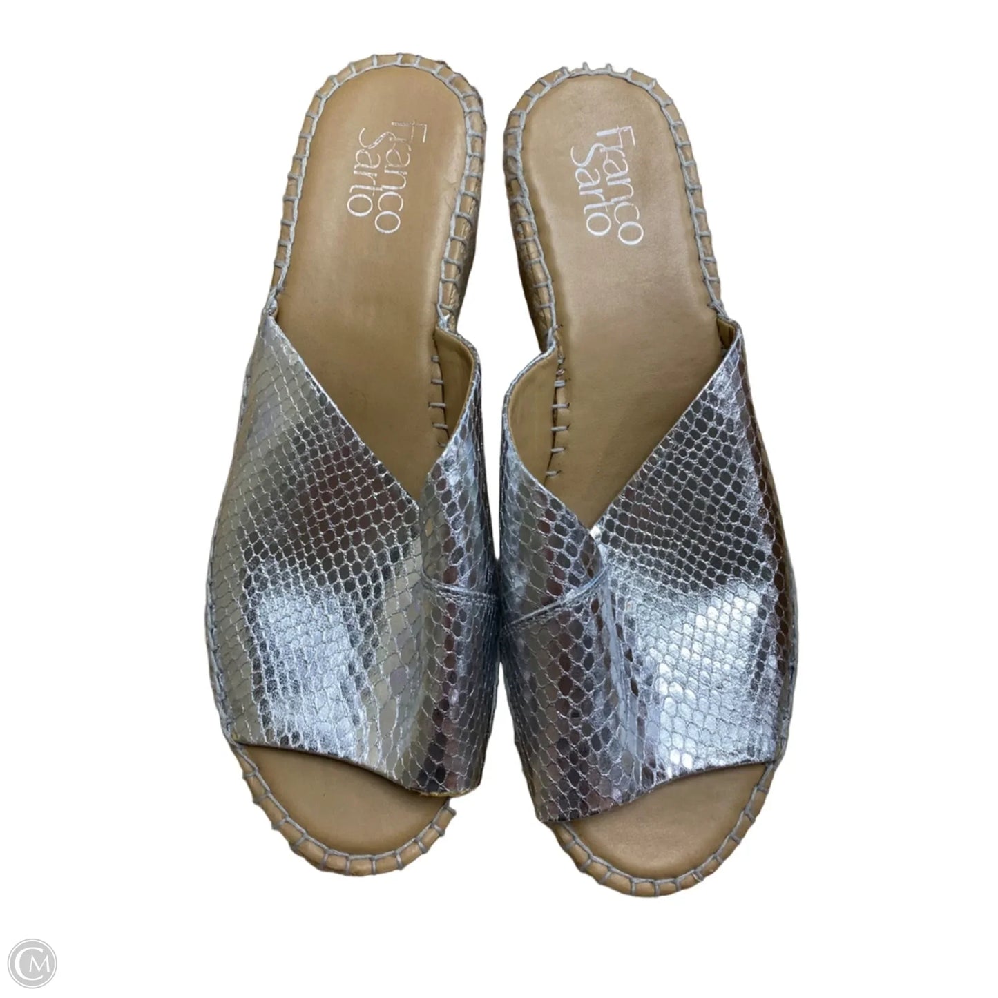 Sandals Heels Wedge By Franco Sarto In Silver, Size: 8