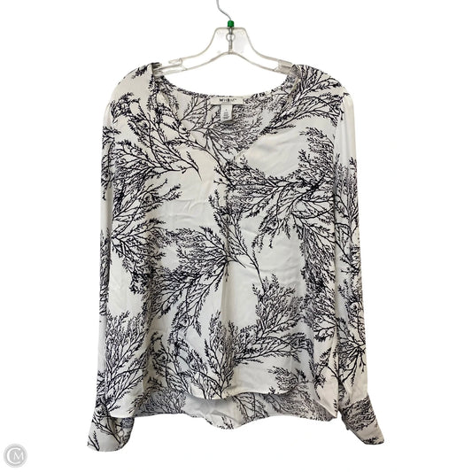Top Long Sleeve By White House Black Market In Black & White, Size: L