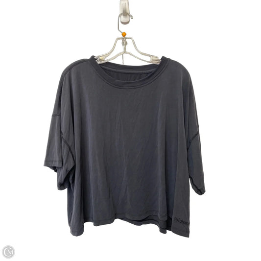 Athletic Top Short Sleeve By Lululemon In Grey, Size: L
