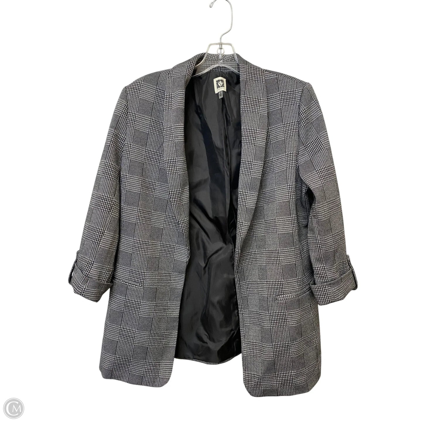 Blazer By Anne Klein In Black & Grey, Size: M