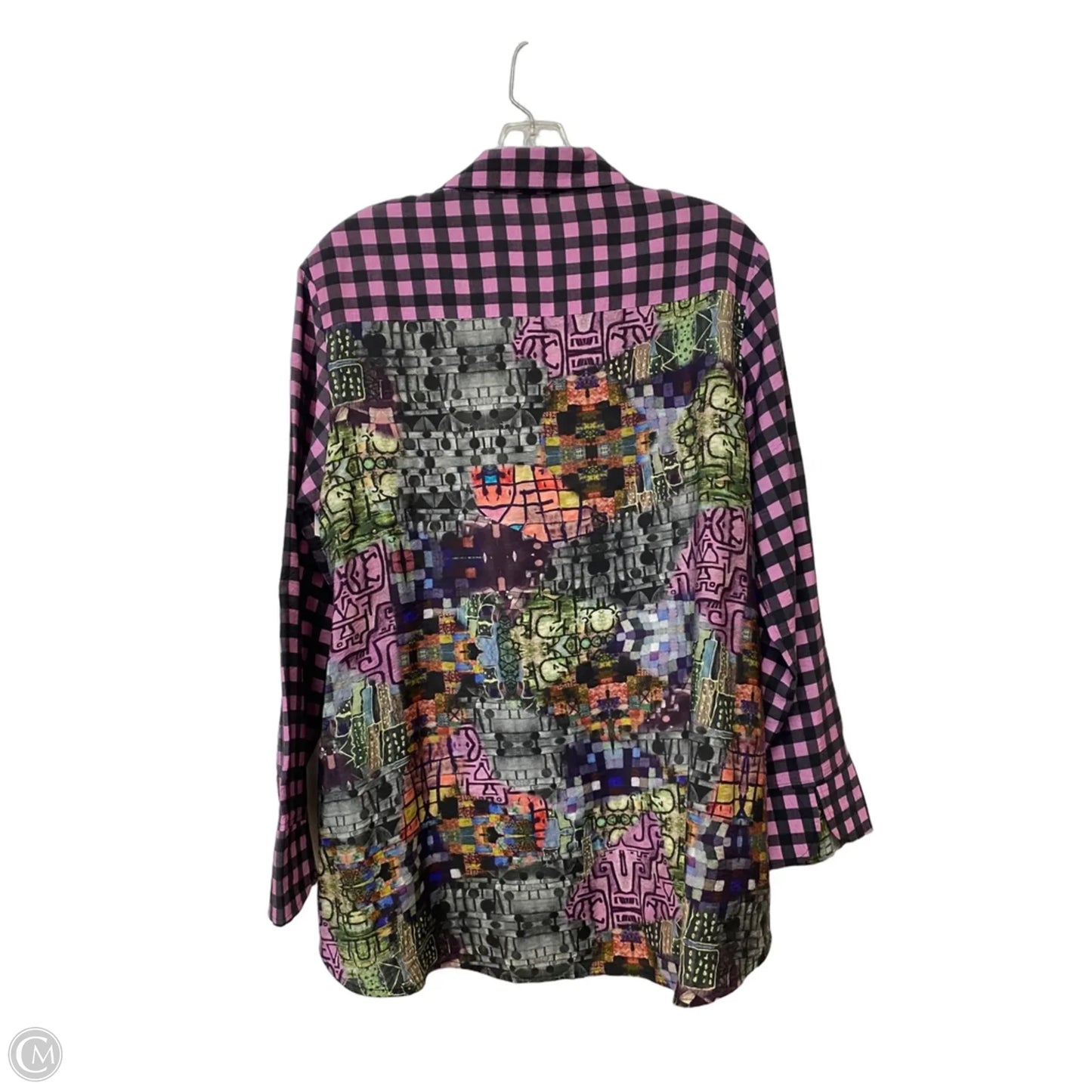 Top Long Sleeve By Clothes Mentor In Checkered Pattern, Size: M