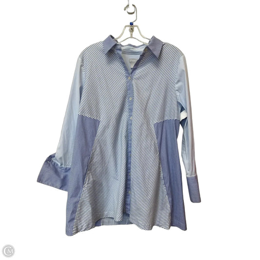 Top Long Sleeve By Chicos In Blue & White, Size: 2