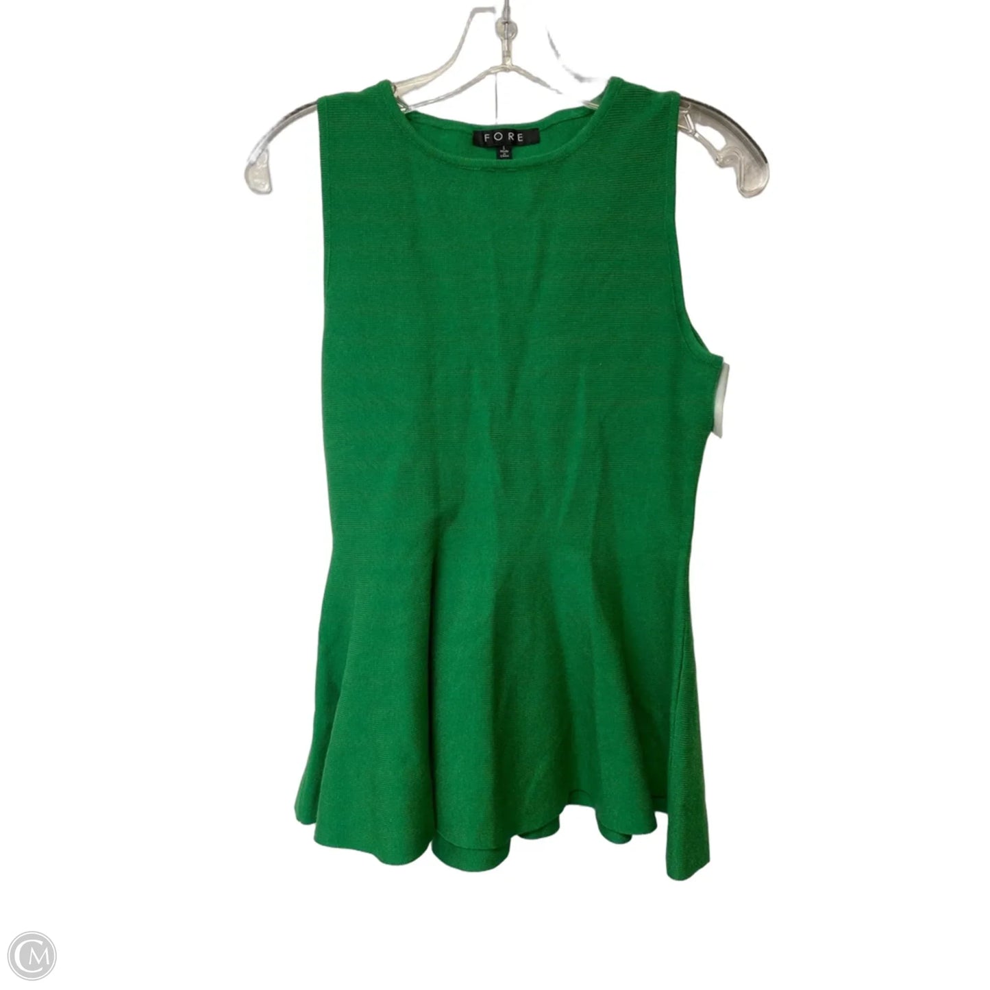 Top Sleeveless By Fore In Green, Size: L