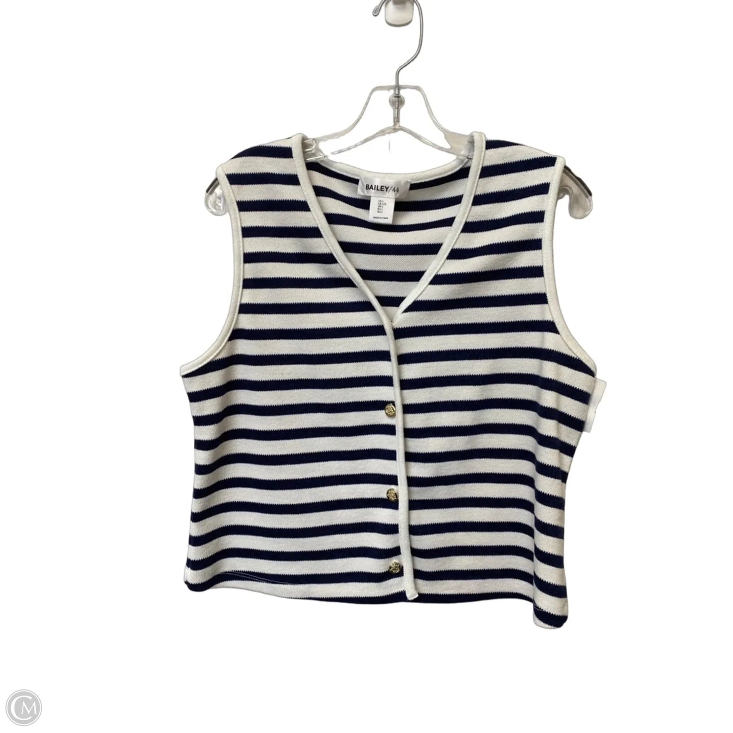 Top Sleeveless By Bailey 44 In Blue & White, Size: L
