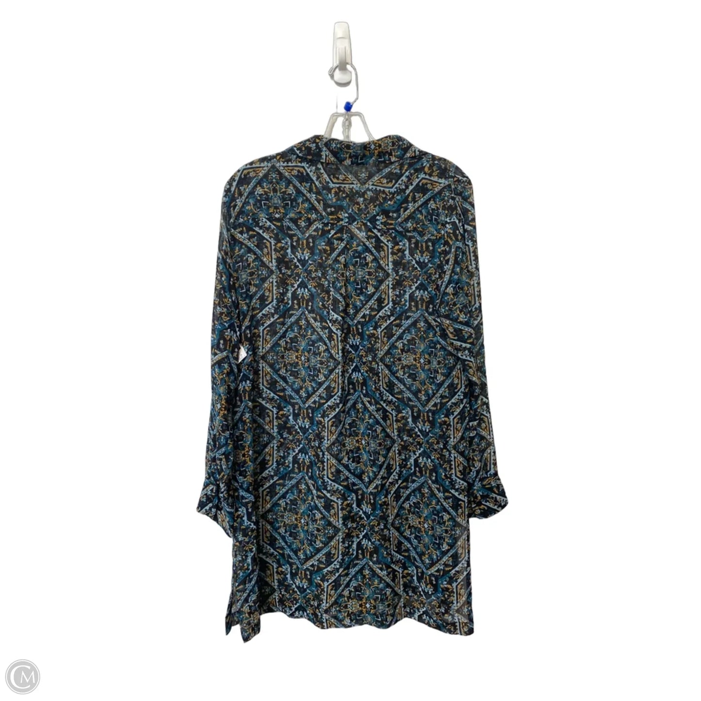 Tunic Long Sleeve By Chicos In Black & Green, Size: M