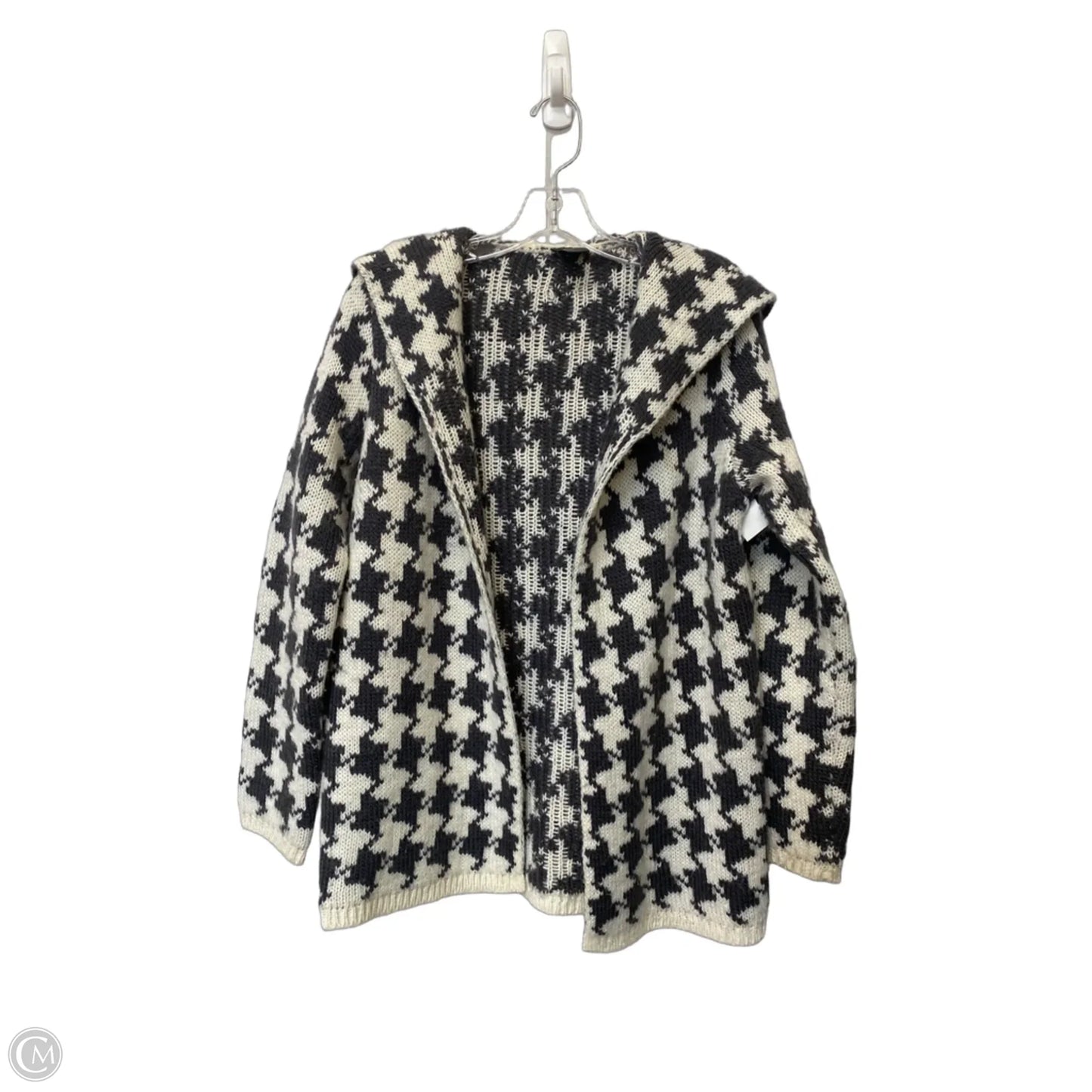 Sweater Cardigan By Ann Taylor In Grey & White, Size: M