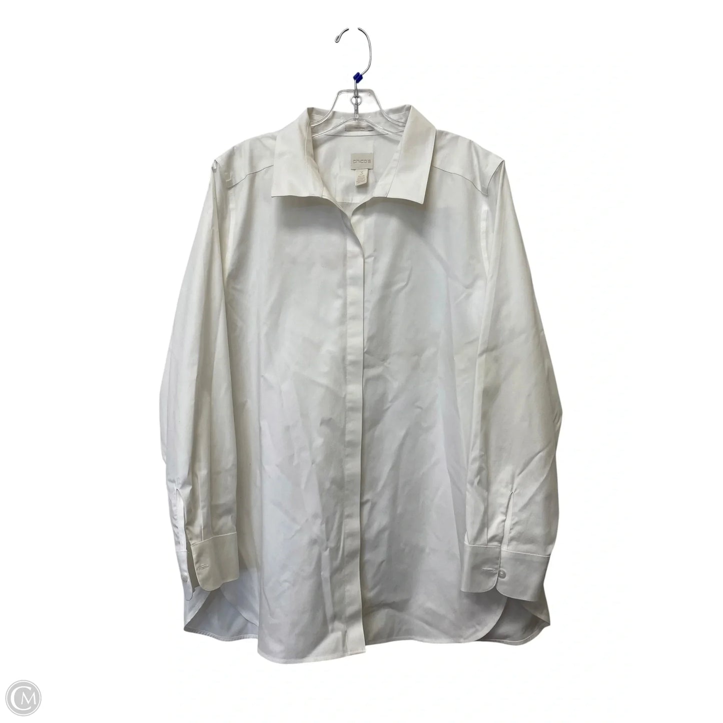 Top Long Sleeve By Chicos In White, Size: Xl