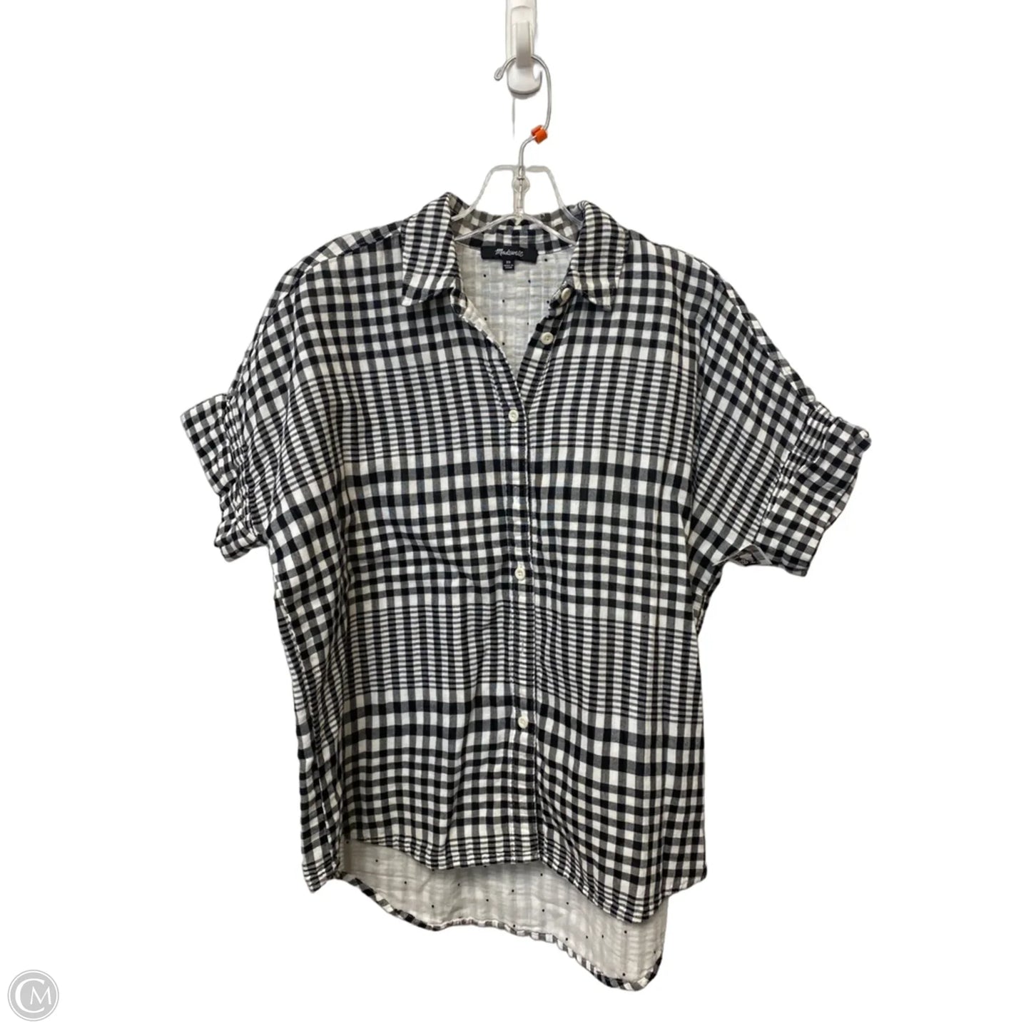 Top Short Sleeve By Madewell In Checkered Pattern, Size: Xs