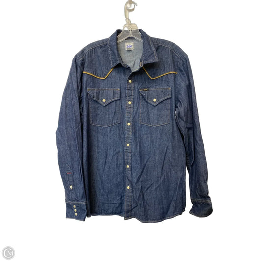 Top Long Sleeve By Lee In Blue Denim, Size: M