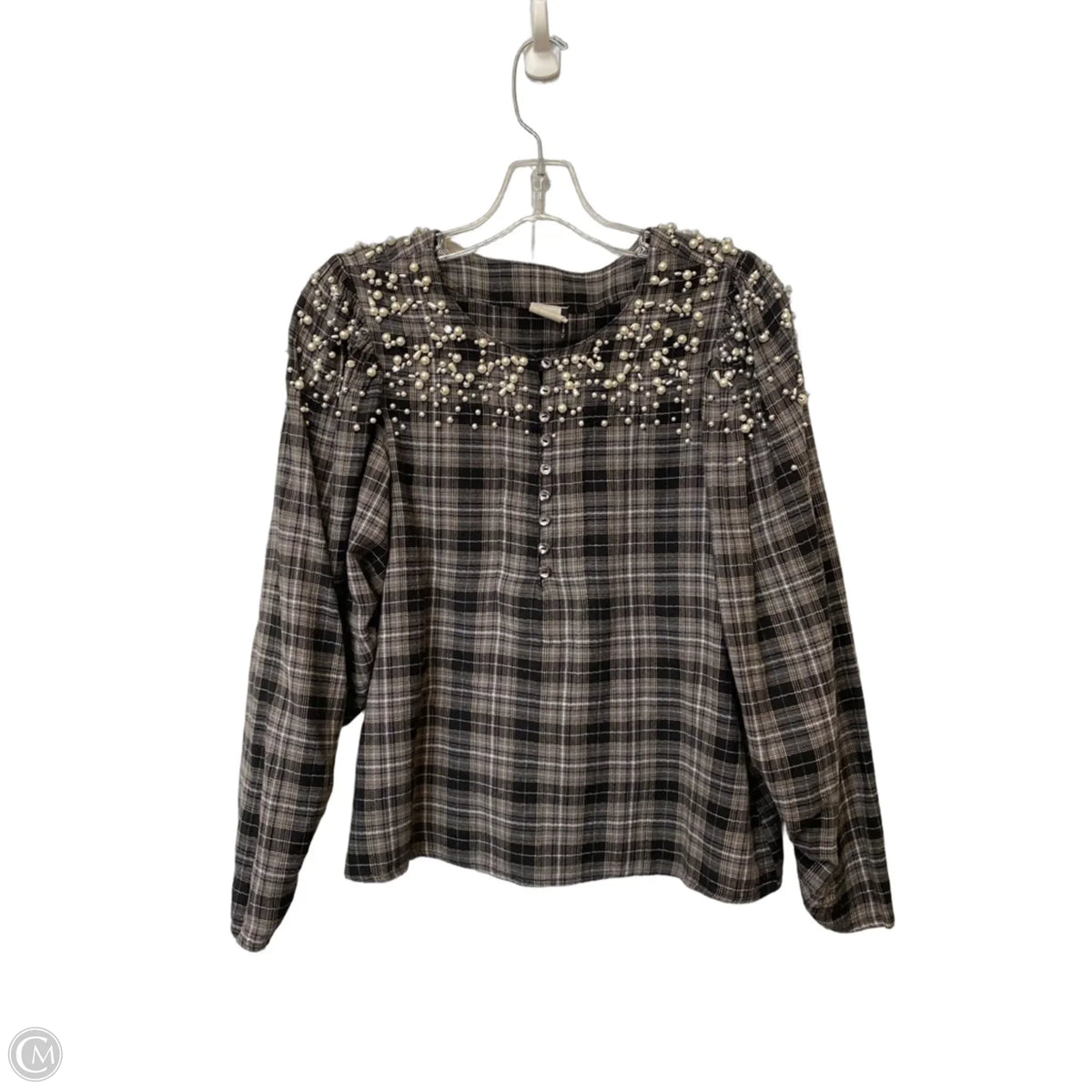 Top Long Sleeve By Akemi And Kin In Plaid Pattern, Size: M