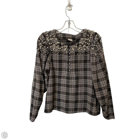 Top Long Sleeve By Akemi And Kin In Plaid Pattern, Size: M