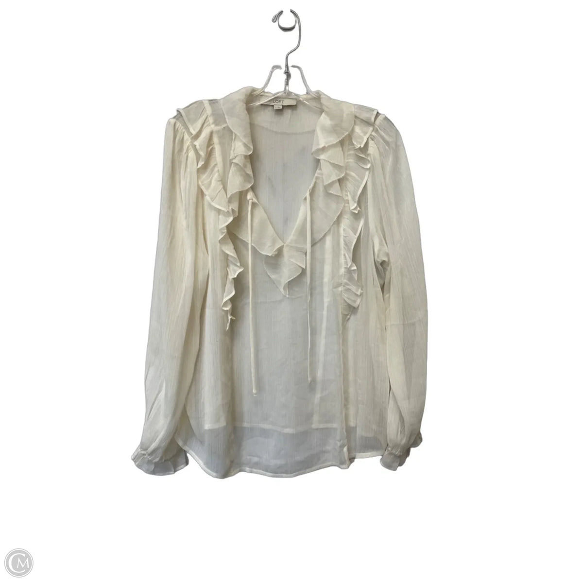 Top Long Sleeve By Loft In Cream, Size: L