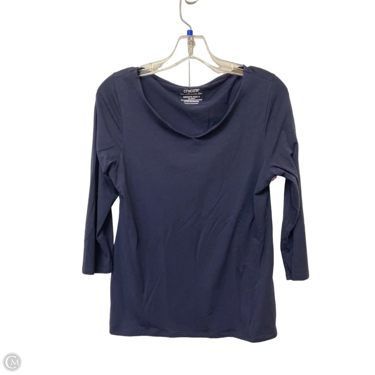 Top 3/4 Sleeve By Chicos In Navy, Size: S