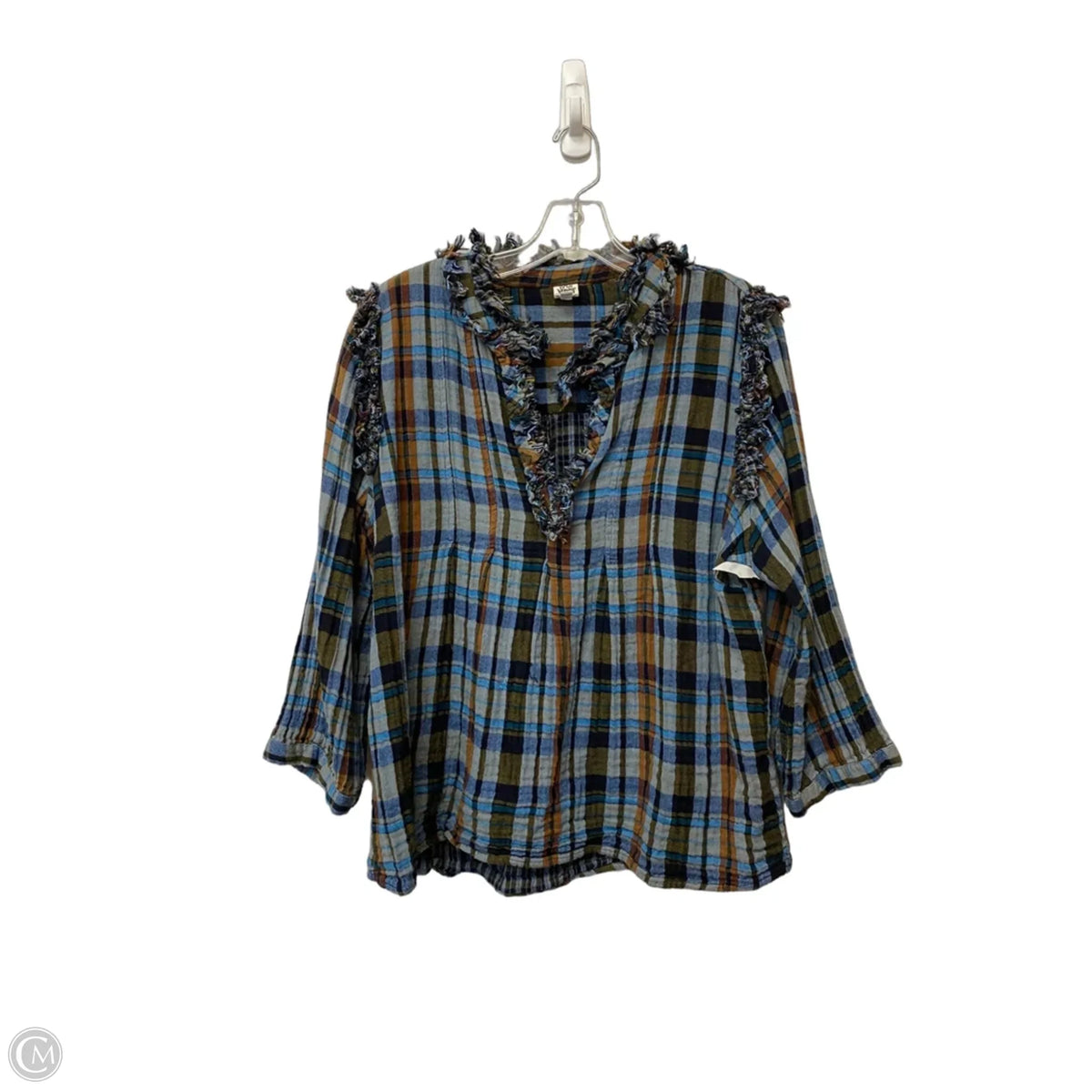 Top Long Sleeve By Ivy Jane In Plaid Pattern, Size: L