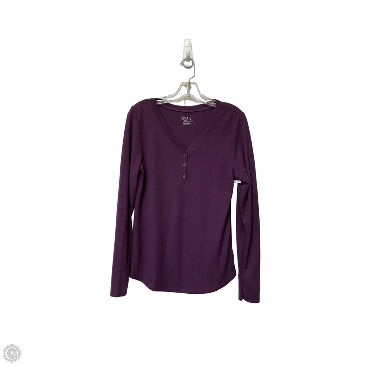 Top Long Sleeve Basic By Time And Tru In Purple, Size: L