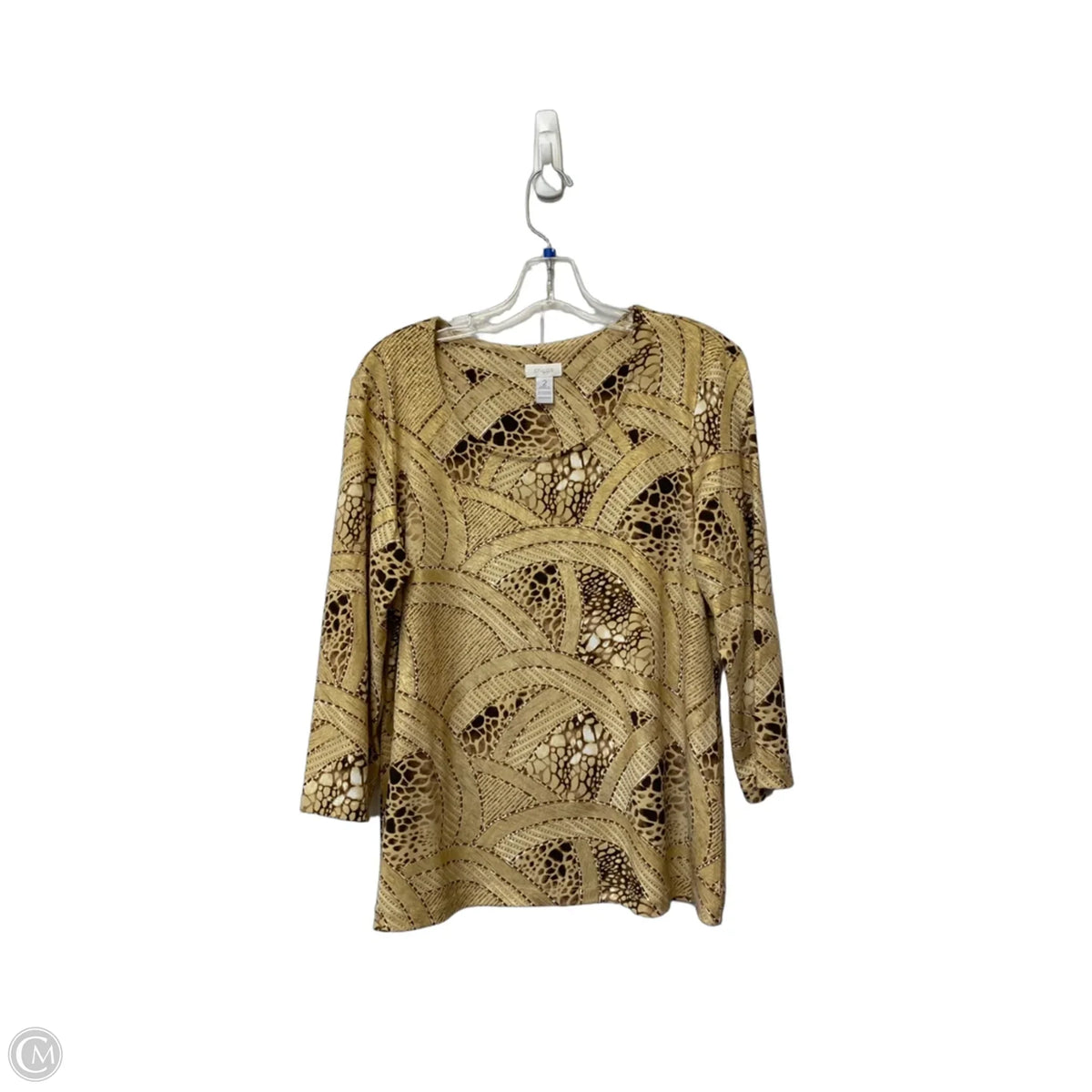 Top Short Sleeve By Chicos In Gold, Size: 2