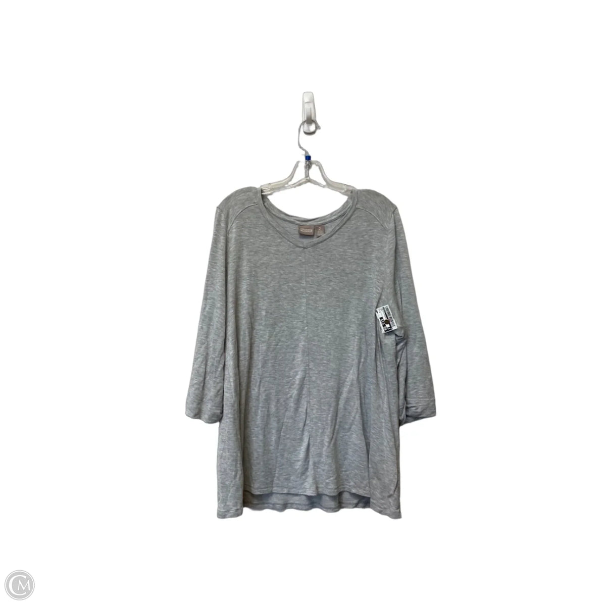 Top 3/4 Sleeve By Chicos In Grey, Size: 2