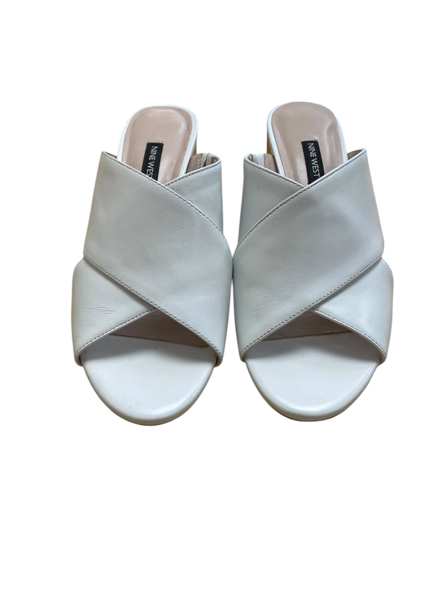 Sandals Heels Block By Nine West In White, Size: 9.5