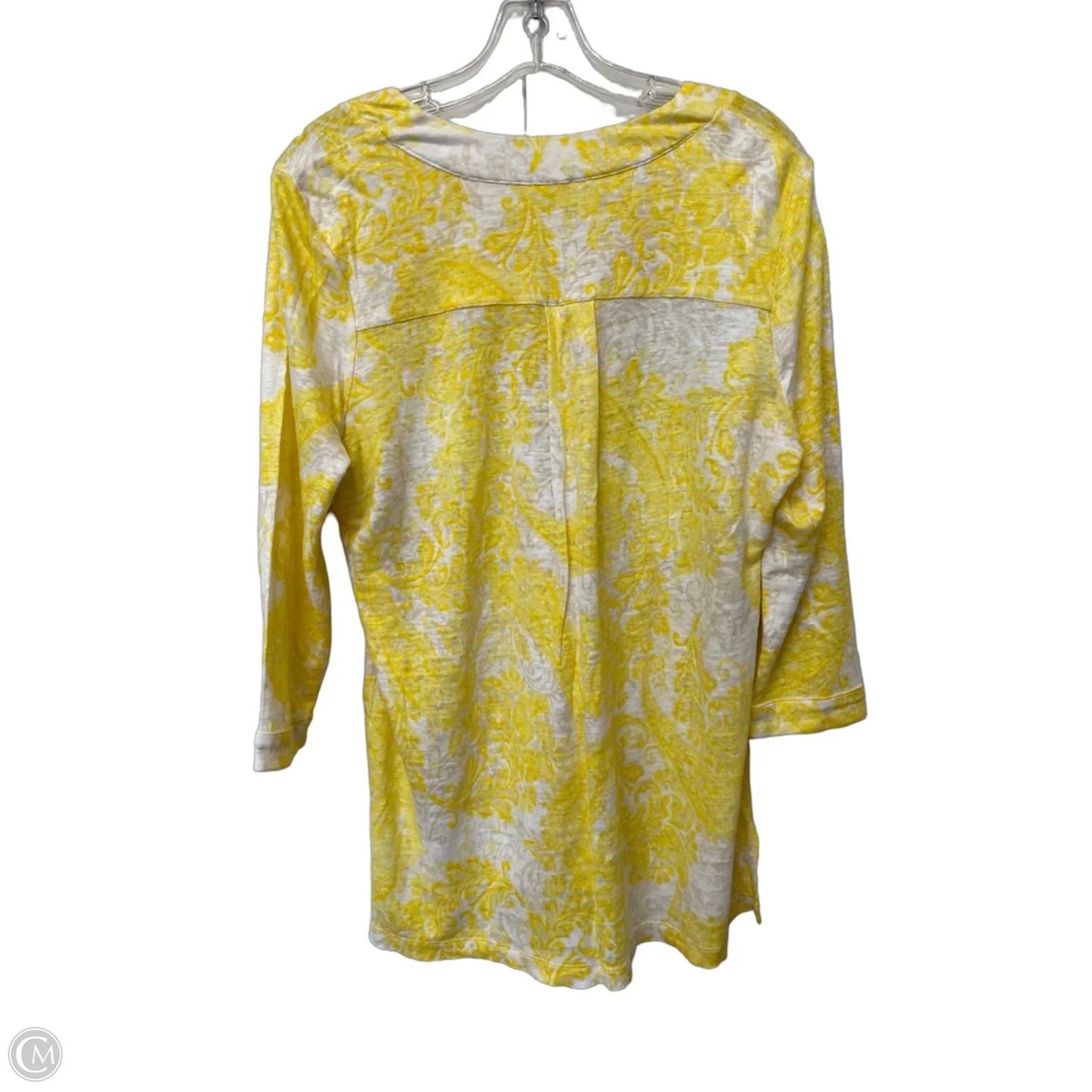 Top 3/4 Sleeve By Chicos In Yellow, Size: M
