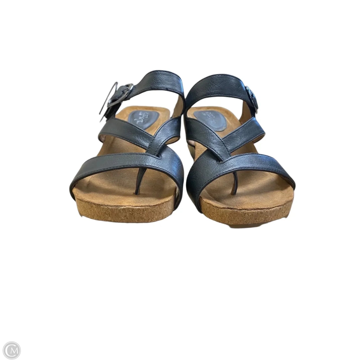 Sandals Heels Wedge By Sofft In Black & Brown, Size: 8.5