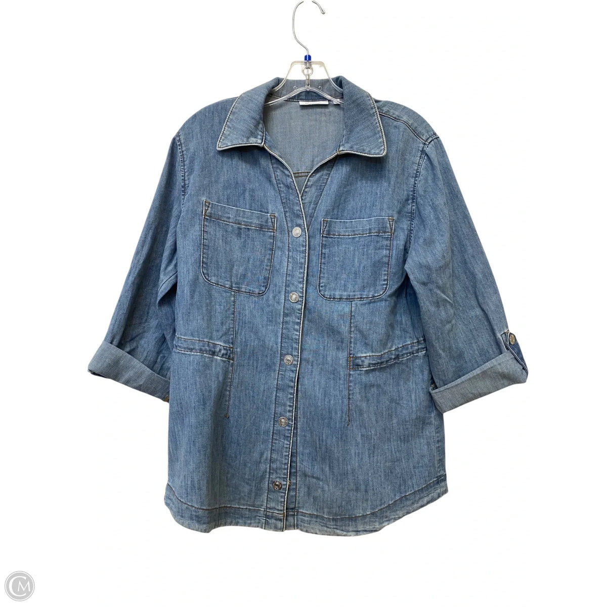 Jacket Other By Chicos In Blue Denim, Size: 0