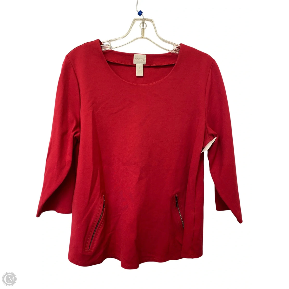 Top 3/4 Sleeve By Chicos In Red, Size: M