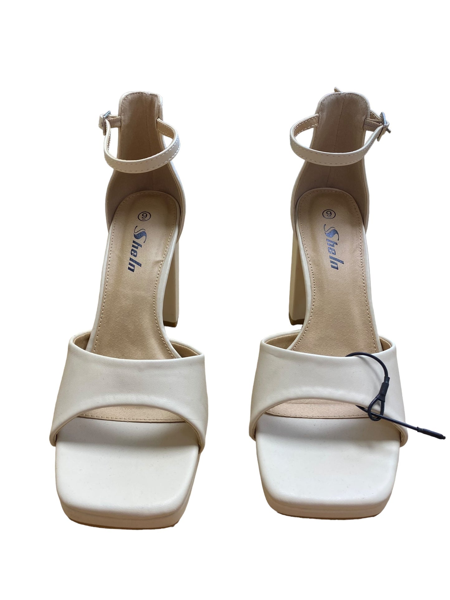 Cream Shoes Heels Block Shein, Size 9