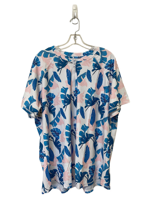 Tropical Print Top Short Sleeve Clothes Mentor, Size 3x