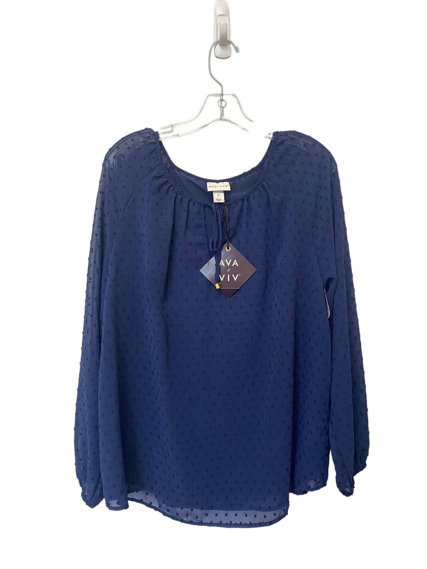 Blue Top Long Sleeve Ava & Viv, Size 1x