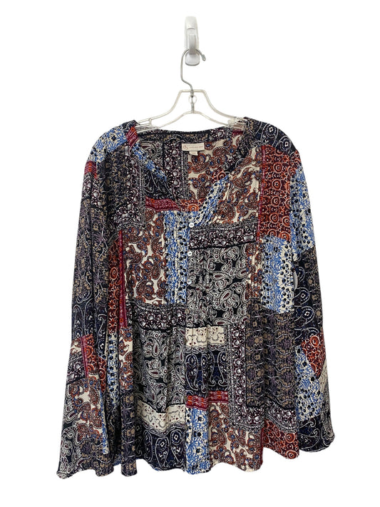 Multi-colored Top Long Sleeve Clothes Mentor, Size 3x