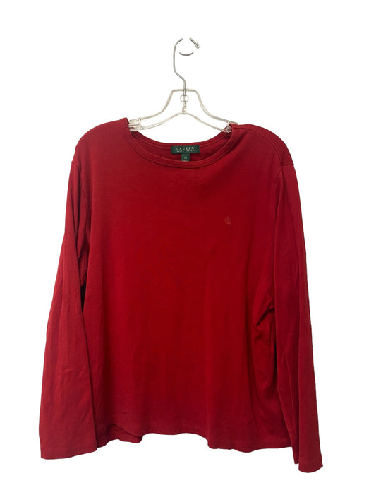 Red Top Long Sleeve Lauren By Ralph Lauren, Size 2x