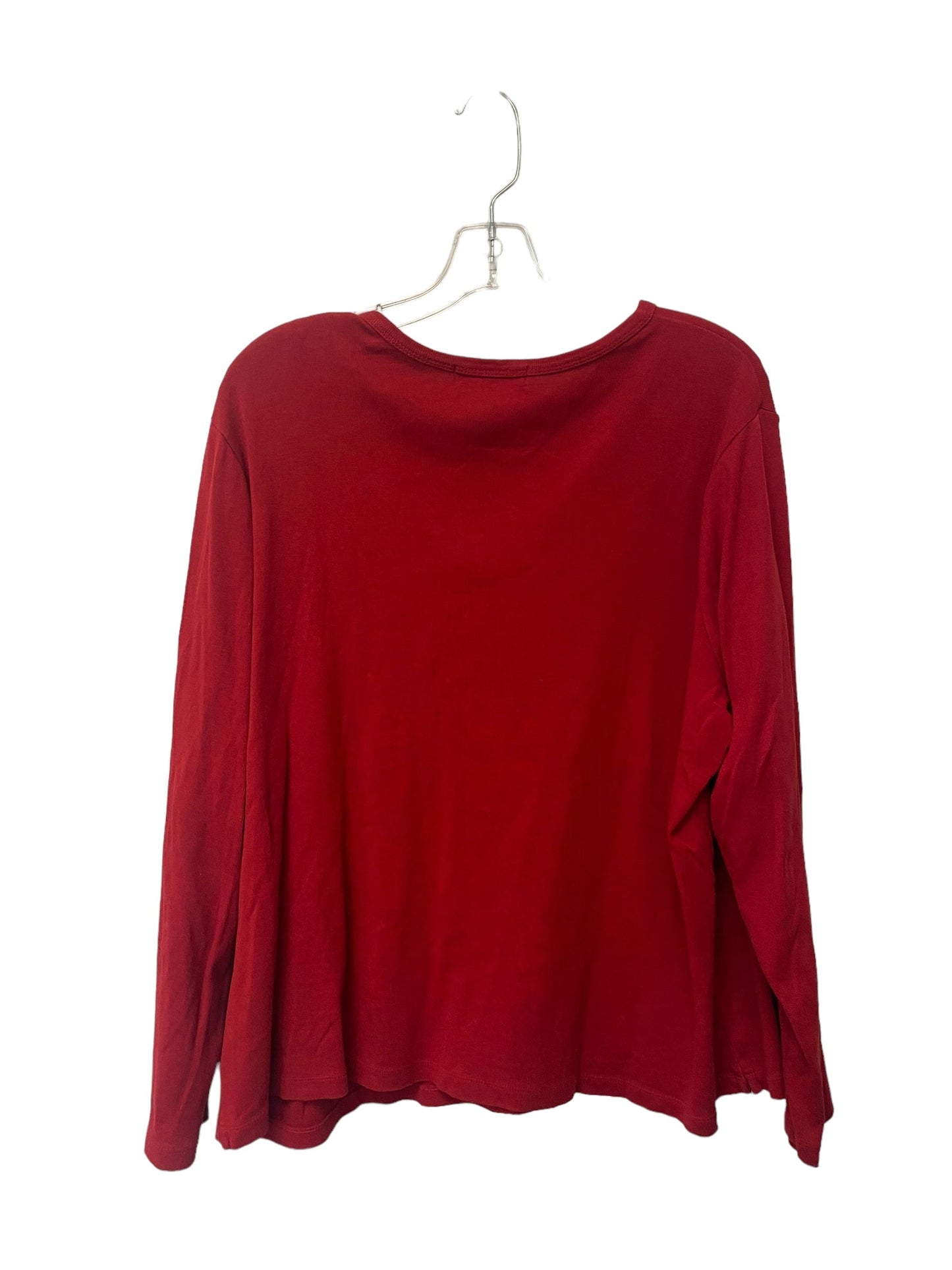 Red Top Long Sleeve Lauren By Ralph Lauren, Size 2x