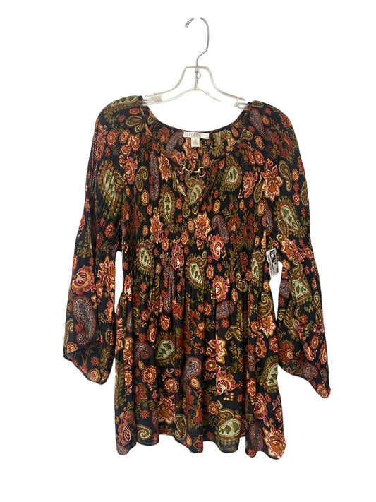 Paisley Print Top Long Sleeve Spense, Size 2x