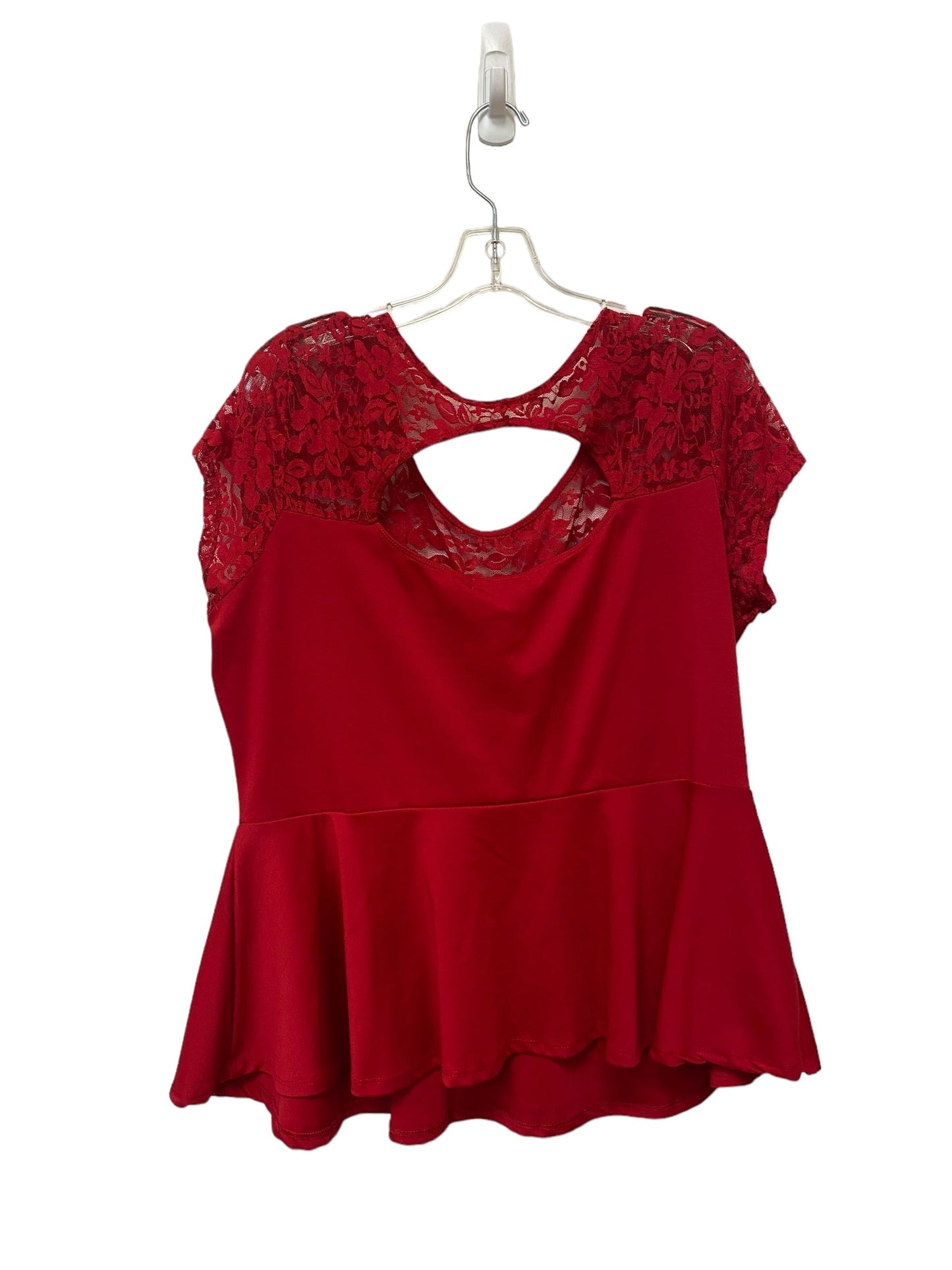 Red Top Short Sleeve Ambiance Apparel, Size 2x